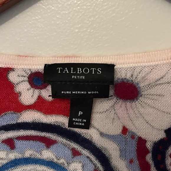 Talbots Merino Wool Puff Sleeve Paisley Bloom Pullover Sweater – Petite - Picture 6 of 6
